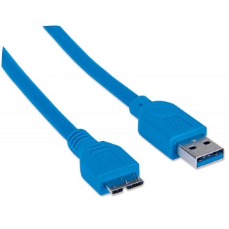 Cable Manhattan USB Macho - Micro-B Macho 1 Mts Alta Velocidad Azul 