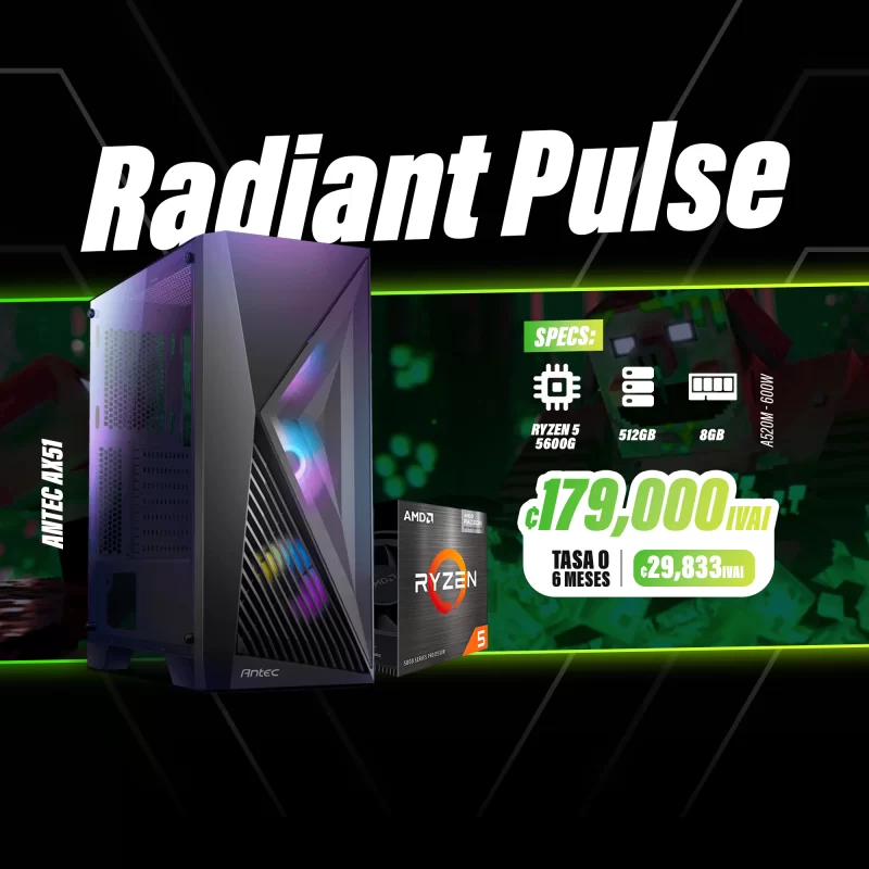 PC INTELEC GAMING  RADIANT PULSE - AMD RYZEN 5 5600G - 512GB SSD - 8GB - AX51