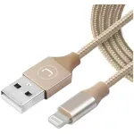 CABLE UNNO LIGHTNING A USB - 1 MTS - TRENZADO DORADO