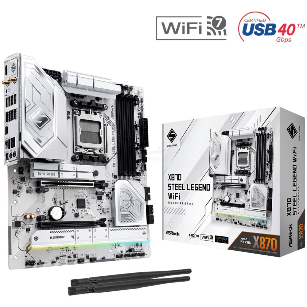 TARJETA MADRE ASROCK X870 STEEL LEGEND WIFI - SOCKET AM5 - Imagen 1