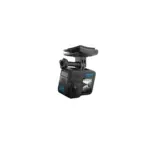 GoPro-style action camera with a curved mounting adapter attached on top, showing the GoPro logo on the front panel.