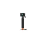 GoPro action camera mounted on a handheld stabilizer pole with a foam grip and orange base.