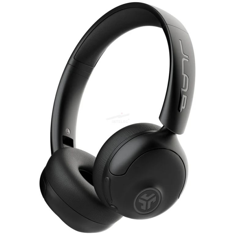 Black over-ear headphones with cushioned ear pads and a padded headband, shown from a side angle.