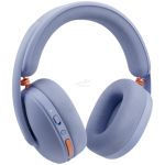 Blue over-ear headphones with cushioned ear pads and orange control buttons on the ear cups, shown against a white background.