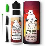 Bearly Art Precision Craft Glue kit with two bottles and multiple tiny applicator tips on a white background.