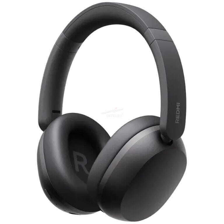 Black Redmi over-ear headphones with padded ear cups and an adjustable headband.