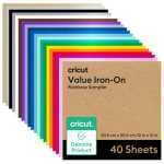 Cricut Value Iron-On Rainbow Sampler: 40 assorted iron-on sheets for fabric crafts.