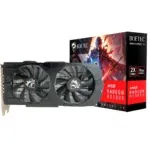 Dual-fan AMD Radeon RX 580S graphics card placed beside a Boetek packaging box