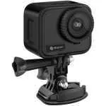 Compact action camera mounted on a suction-cup car/bike mount for hands-free recording