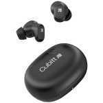 Pair of black true wireless earbuds and a compact charging case with a small cube logo and 'Cubit' branding.