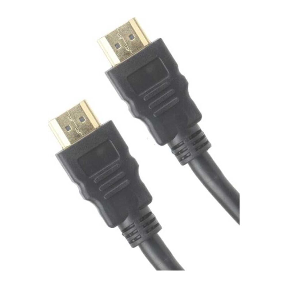 Two black HDMI cables with male connectors positioned diagonally, ready to connect video and audio devices.