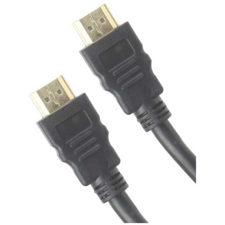 Two black HDMI cables with male connectors positioned diagonally, ready to connect video and audio devices.