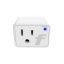 White electrical outlet with two vertical slots and a round ground hole, featuring a blue Protected indicator.