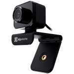 USB webcam with a clip-on mount and adjustable arm; black compact camera for video calls or streaming (Kl ipxtreme branding visible).