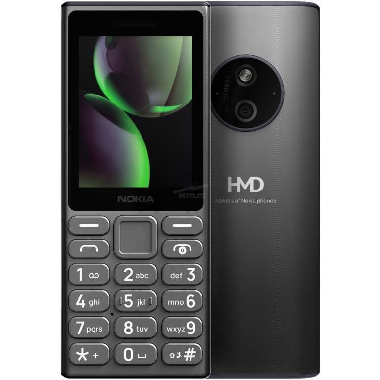 Nokia feature phone with a front display, numeric keypad, and a circular dual-camera module on the back.