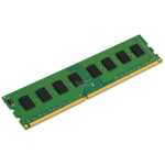Desktop RAM memory module (DIMM) with green PCB, black memory chips, and gold edge connector on a white background