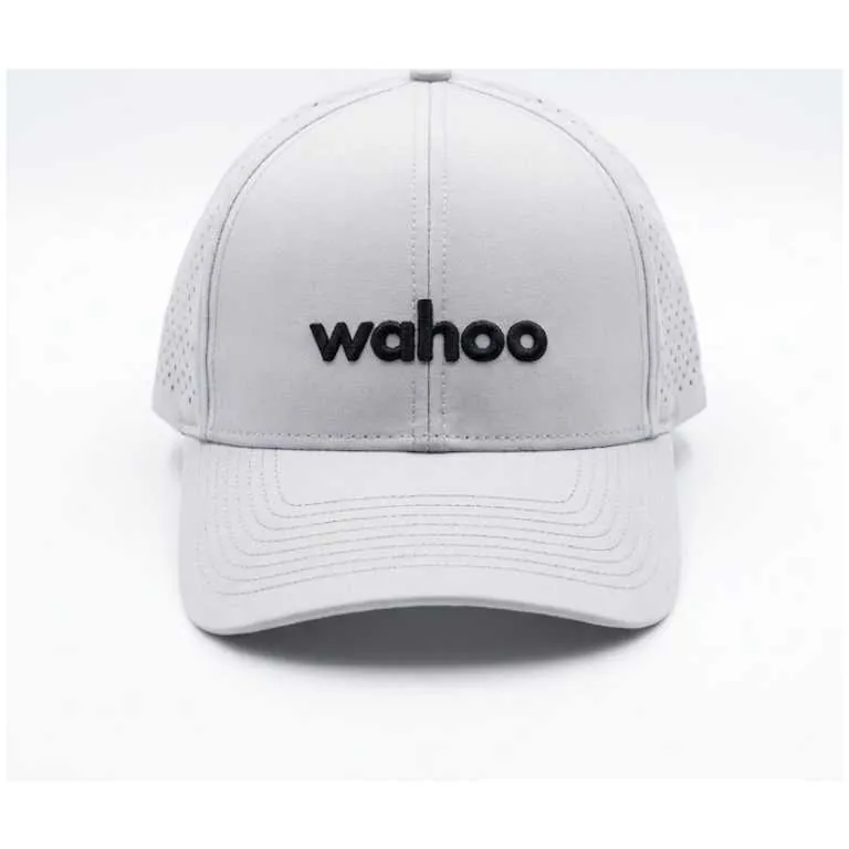 Light gray baseball cap with a black 'wahoo' logo on the front panel.