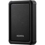 ADATA portable external hard drive in black with textured surface and rugged edges