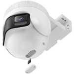 Exploded view of a white VR headset, showing the lens area and an exposed memory card near the base.