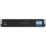 Rack-mount power inverter/UPS with a blue LCD display on the right side.