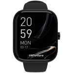HiFuture smartwatch with a black frame and strap, the screen showing 20:59, Monday 03-17 with abstract lines on a dark display