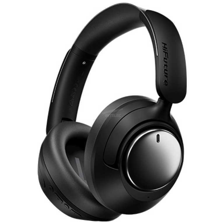Black over-ear wireless headphones with a padded headband and metallic-silver outer ear cups on a white background.