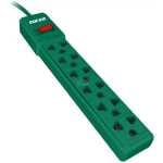 Green power strip with multiple outlets and a red power switch, branded Forza, shown from an angled perspective.