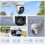 360° motion tracking security camera outdoors against a blue sky and trees