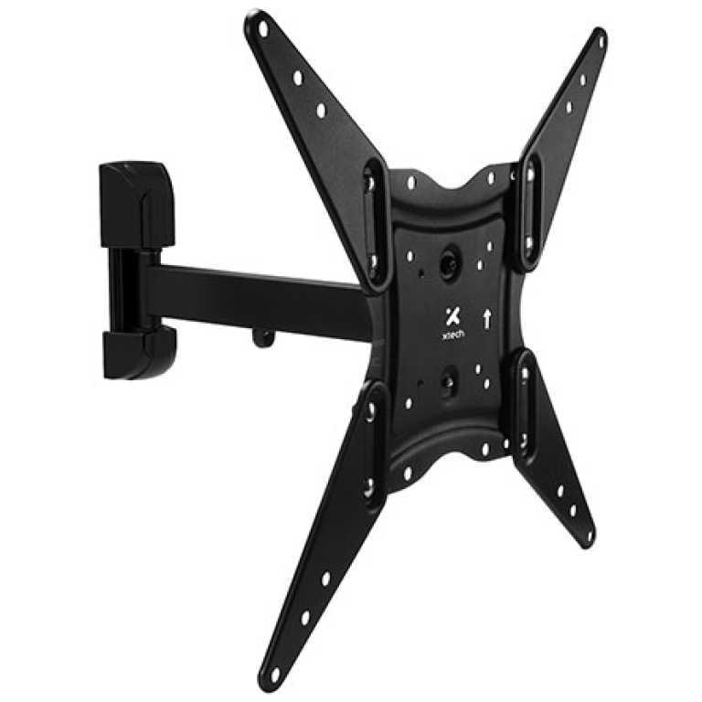 Black articulating TV wall mount with extendable arms and VESA mounting plate for flat-screen TVs (full-motion mount)