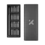 Precision screwdriver bit set with a long handle and multiple bits neatly organized in a black plastic case
