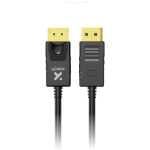 Two USB-A male connectors with black cables, shown side by side from the front, one housing featuring a molded logo.