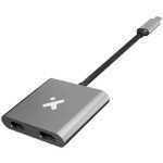 USB-C multi-port adapter with two HDMI outputs and a short cable