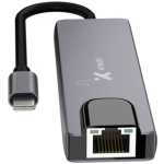 USB-C to Ethernet adapter with RJ45 port and short cable (brand shown)