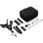 DJI Ronin gimbal accessories kit laid out with a black carrying case and multiple mounting parts on a white background.