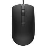 Top view of a black wired computer mouse.