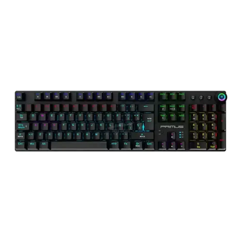 RGB-backlit mechanical keyboard with full-size layout and a numeric keypad on the right