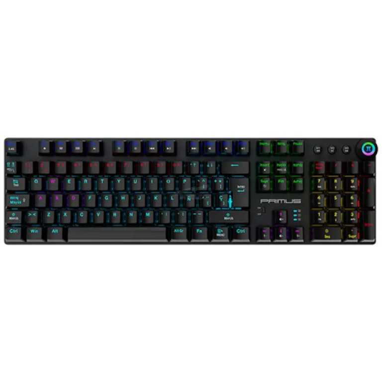 RGB-backlit mechanical keyboard with full-size layout and a numeric keypad on the right
