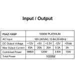 FUENTE DE PODER 1000 WATTS AZZA 80+ PLATIUM - ATX 3.1 - MODULAR - Imagen 4