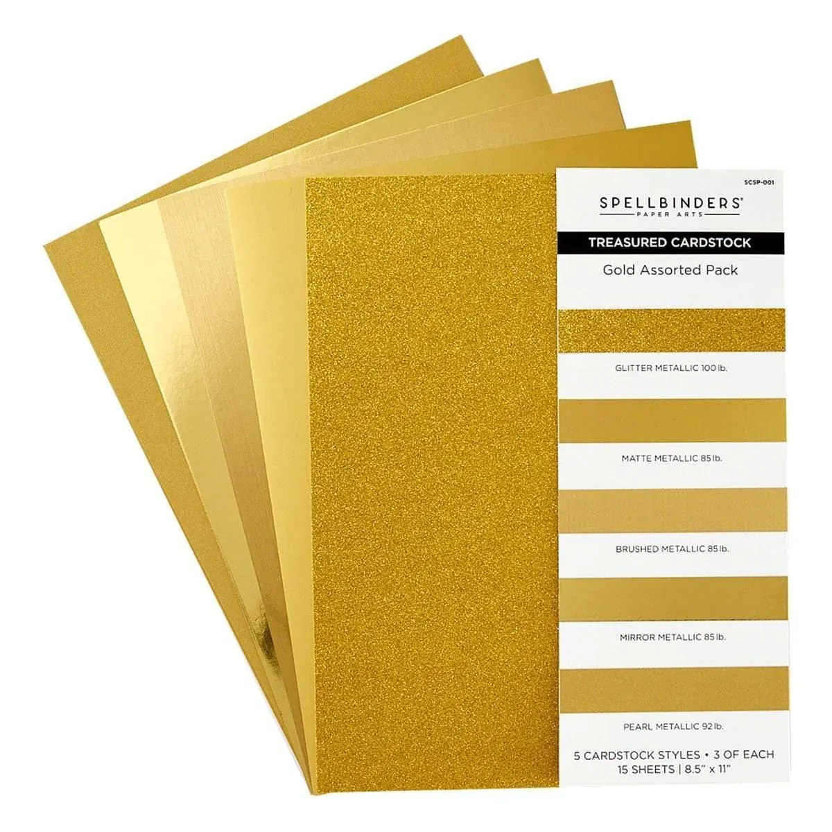 SCSP-001 CARTULINA TREASURED - 8.5″ X 11″ – 15 UNIDADES – DORADA - Imagen 1